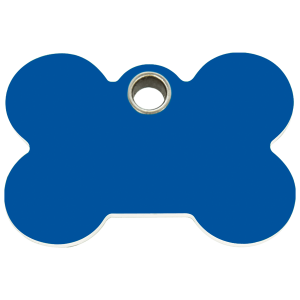 Placa para perro grande en plástico plano azul oscuro diseño Hueso