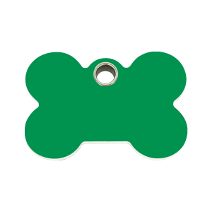 Placa para perro mediana en plástico plano verde con diseño de hueso