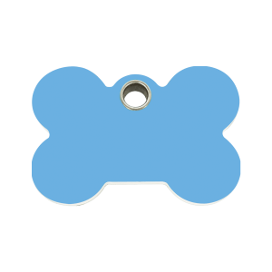 Placa para perro mediana en plástico plano azul claro con diseño de hueso