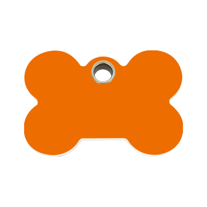 Placa para perro mediana en plástico plano naranja con diseño de hueso