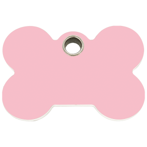 Placa para perro grande en plástico plano rosa con diseño de hueso