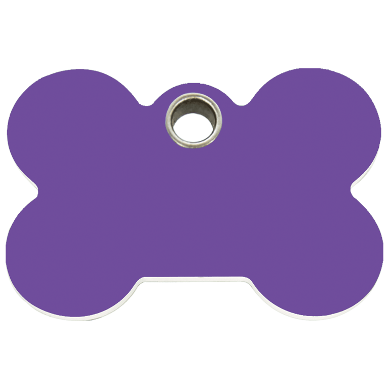 Vue avant - Médaille personnalisée pour chien Red Dingo Os Violet Talla L - 04-BN-PU-LG