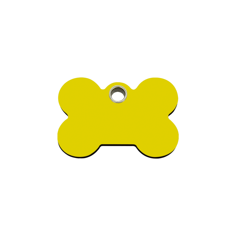 Vue avant - Médaille personnalisable pour chien/chat Red Dingo Os Jaune Talla S