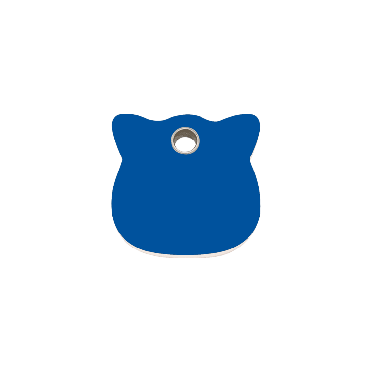 Vue avant - Médaille personnalisée pour chat Red Dingo - Plastique plat bleu foncé - Talla S