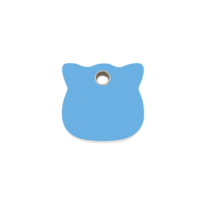Placa para gato pequeña cabeza azul claro plástico plano