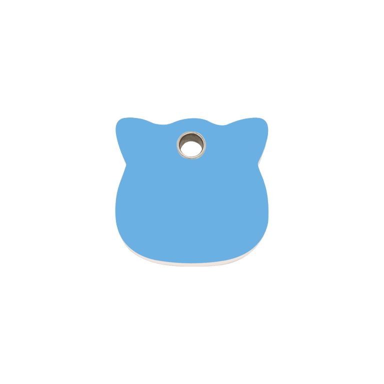 Vue avant - Médaille personnalisable pour chat Red Dingo - Plastique plat bleu clair - Talla S