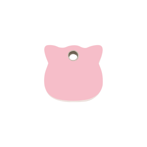 Placa para gato pequeña rosa con diseño cabeza de gato
