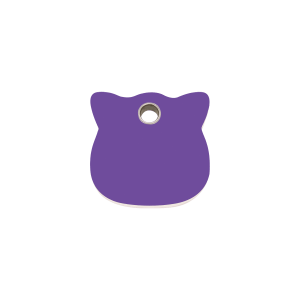 Placa para gato pequeña cabeza violeta plástico plano