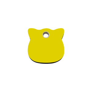 Placa para gato pequeña cabeza amarilla plástico plano