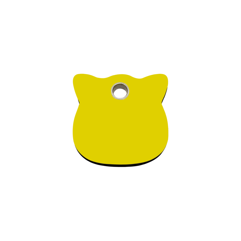 Vue avant - Médaille personnalisée pour chat Red Dingo jaune - Colección Plastique plat - Talla S