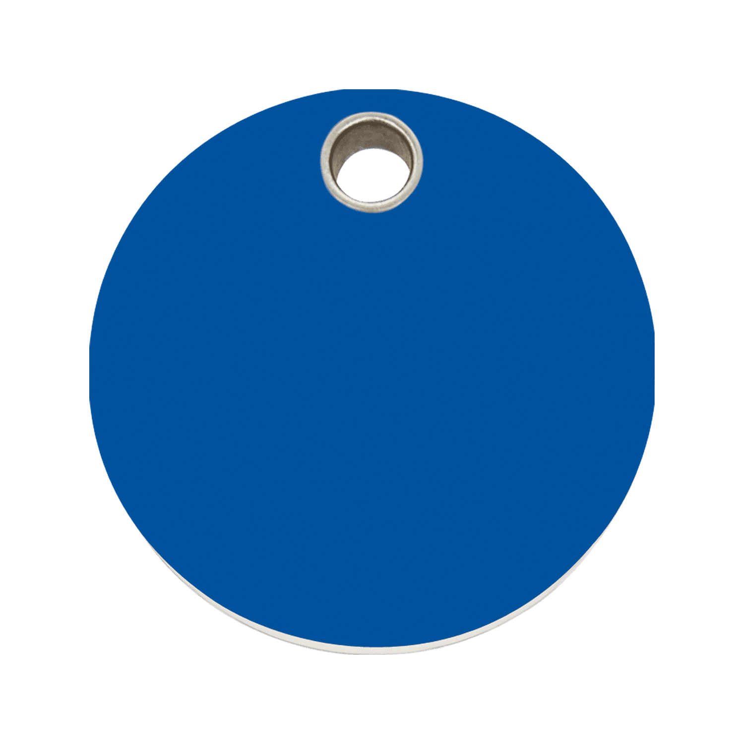 Vue avant - Médaille personnalisable pour chien - Red Dingo - Plastique plat - Cercle bleu foncé - Talla L