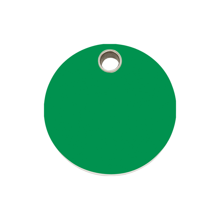 Vue avant - Médaille personnalisée pour chien - Red Dingo 04-CL-GR-ME - Cercle vert - Talla M