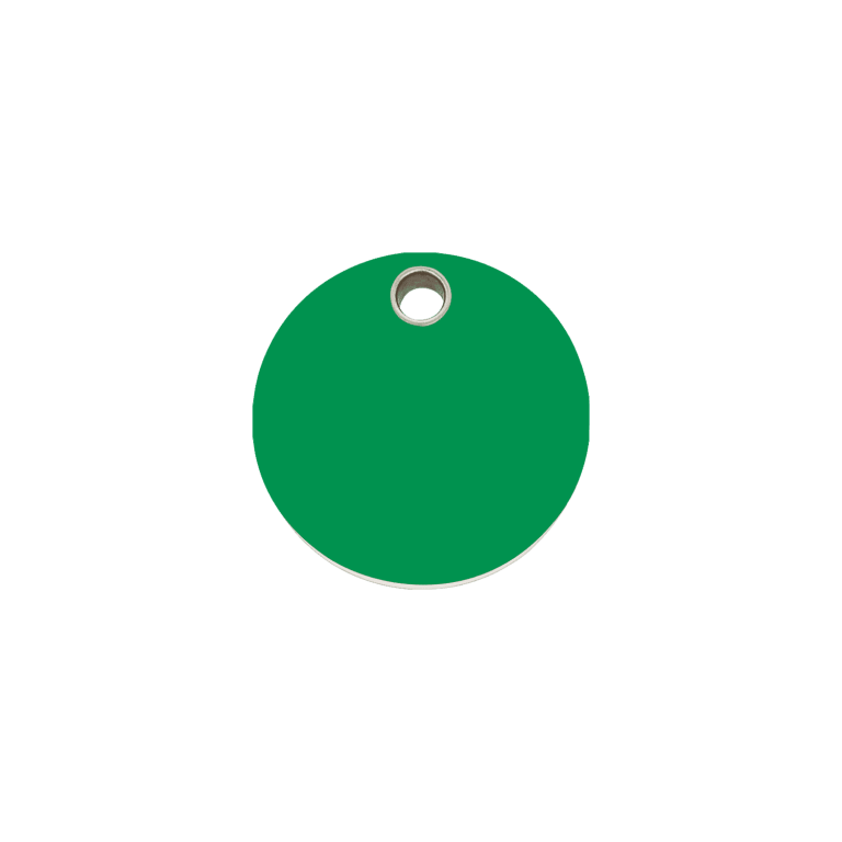 Vue avant - Médaille personnalisable pour chien/chat Red Dingo - Plastique plat vert - Talla S - Gravure incluse