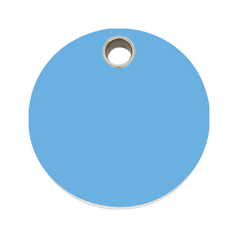 Vue avant - Médaille personnalisable pour chien Red Dingo Plastique plat Cercle Bleu clair Talla L