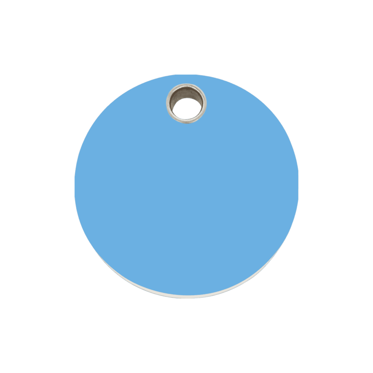 Vue avant - Médaille personnalisable pour chien - Red Dingo Plastique Plat Cercle Bleu Clair Talla M
