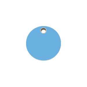 Placa círculo plástico plano azul claro para gato o perro pequeño talla S