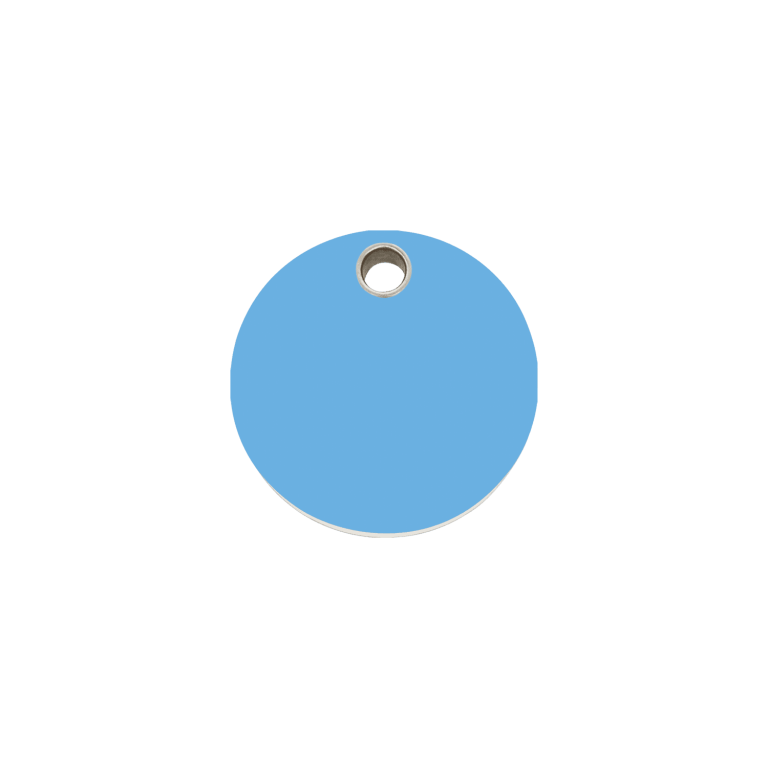 Vue avant - Médaille personnalisable pour chien/chat Red Dingo - Plastique plat bleu clair - Talla S - Réf : 04-CL-LB-SM
