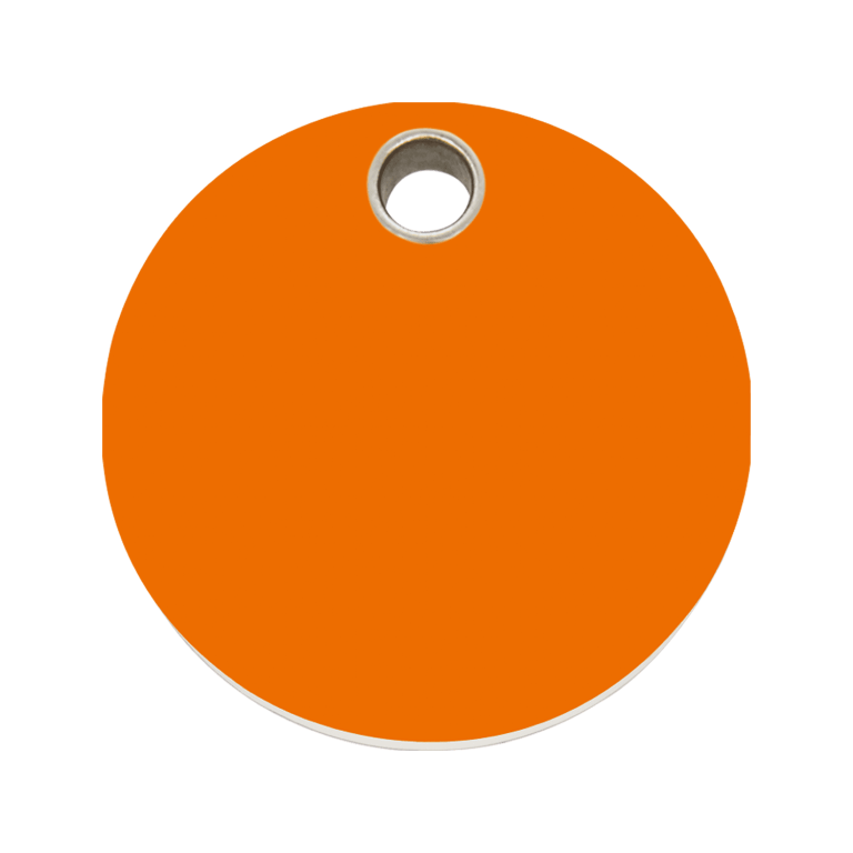 Vue avant - Médaille personnalisée pour chien Red Dingo Plastique plat Cercle Orange Talla L