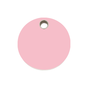 Placa para perro círculo plástico plano rosa mediana