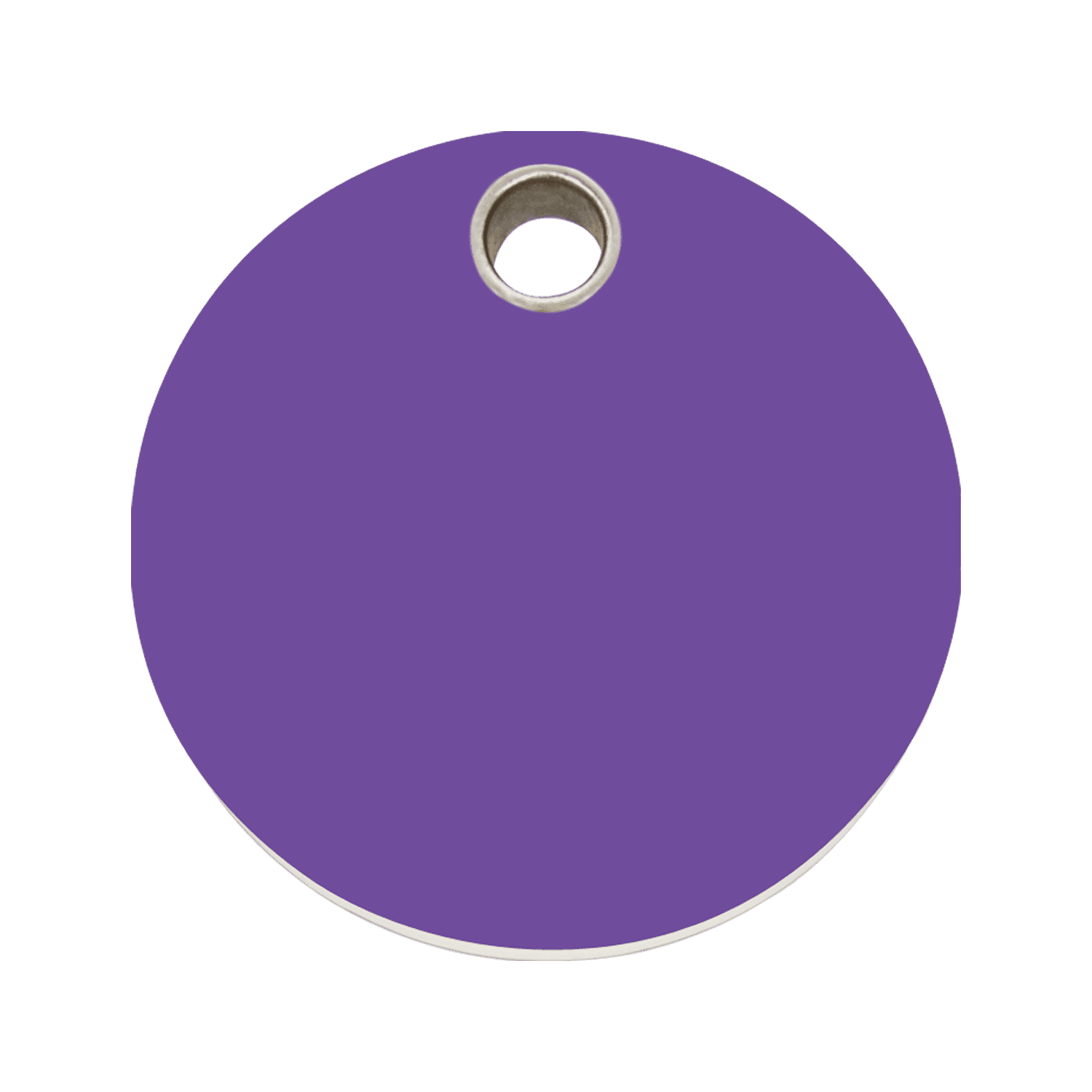 Vue avant - Médaille personnalisée pour chien ou chat - Red Dingo - Colección Plastique Plat - Cercle Violet - Talla L
