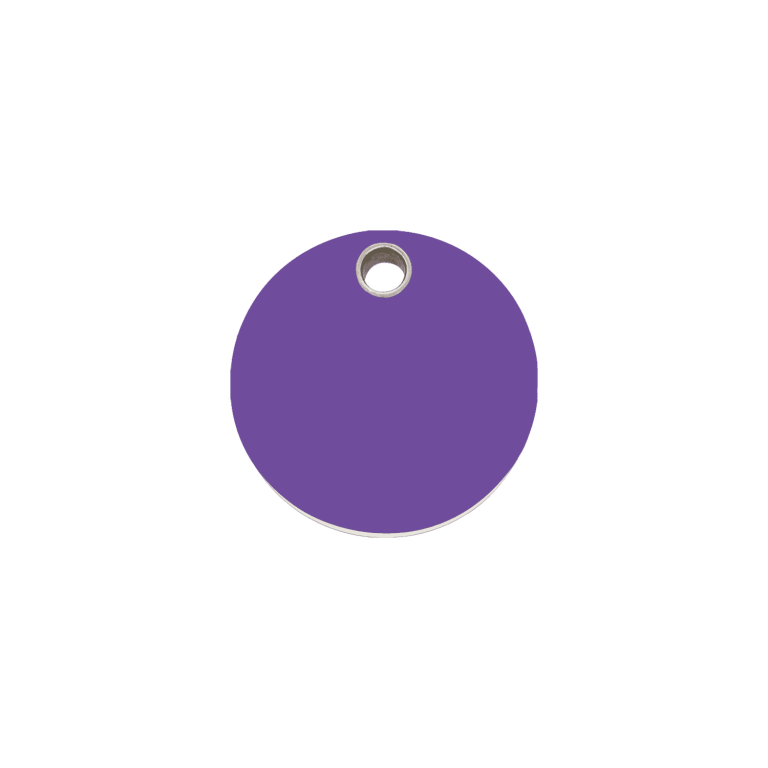 Vue avant - Médaille personnalisée pour chien/chat Red Dingo violet - Talla S - Gravure - 04-CL-PU-SM