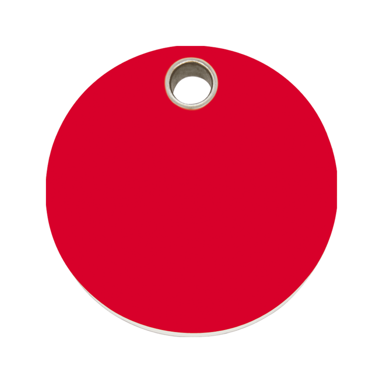 Vue avant - Médaille personnalisée pour chien Red Dingo - Plastique plat rouge - Talla L