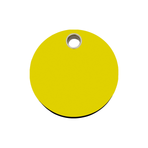 Placa para perro círculo plástico plano amarillo mediana