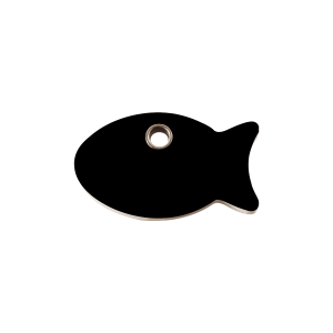 Placa para gato pequeña con diseño Pez negro en plástico plano