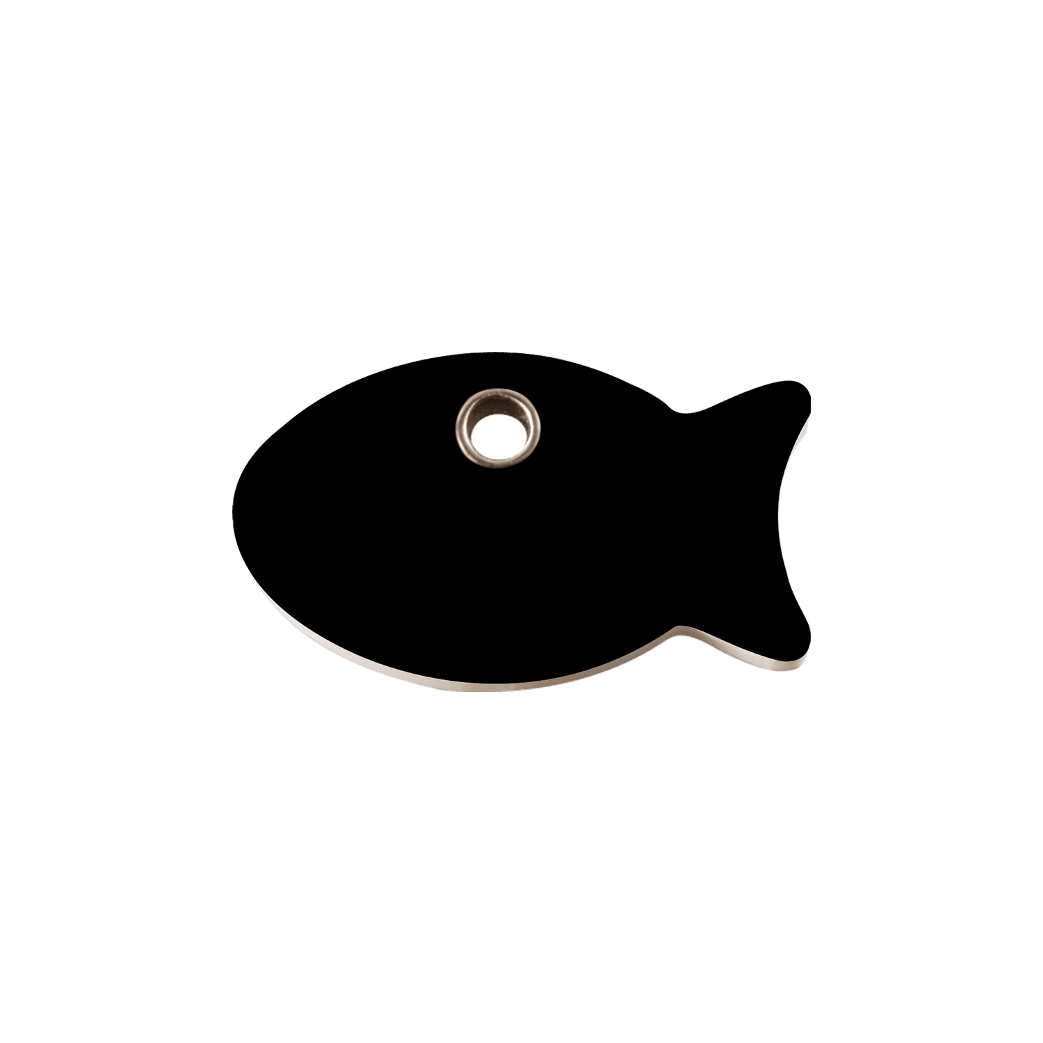 Vue avant - Médaille personnalisable pour chat Red Dingo Plastique Plat Poisson Noir Talla S