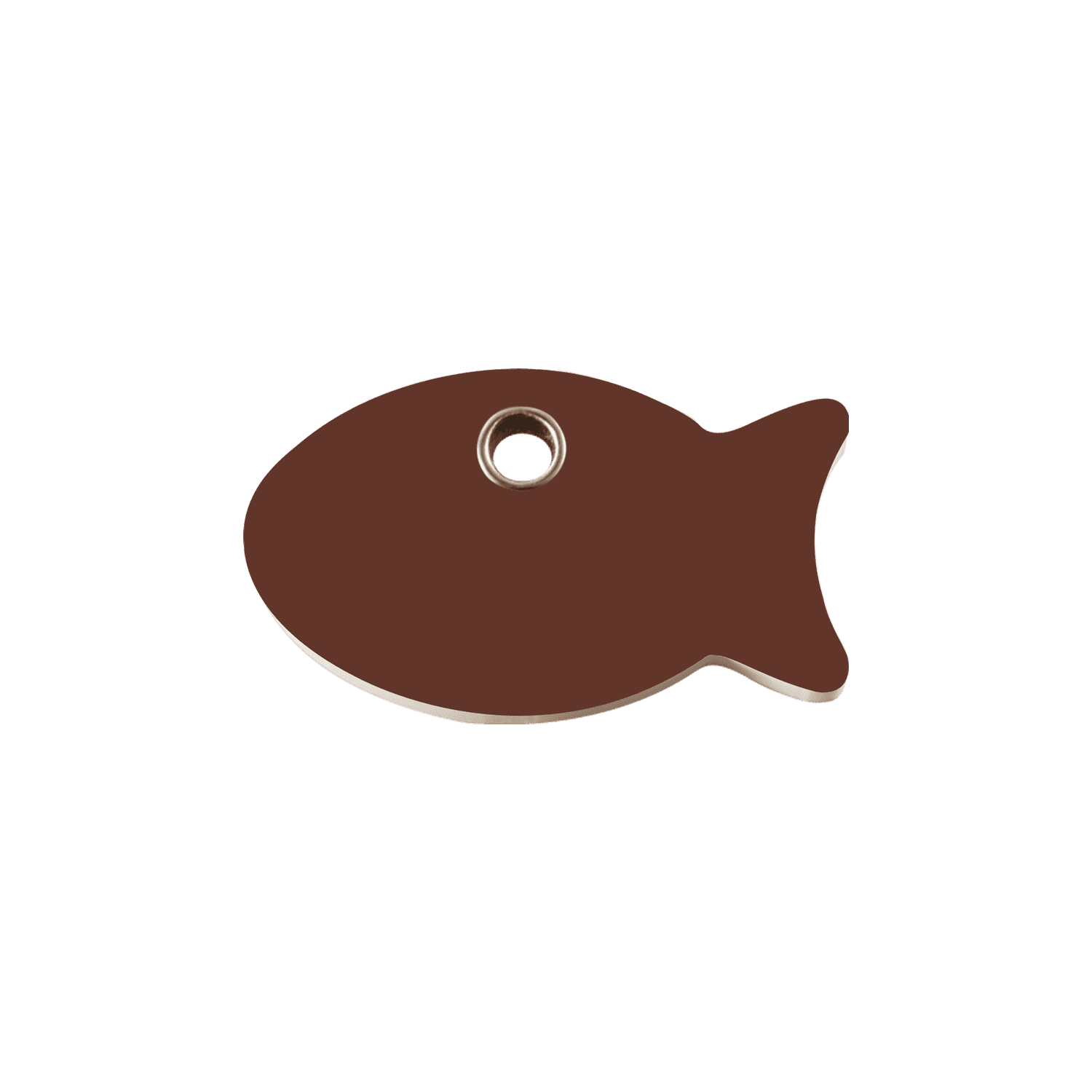 Vue avant - Médaille personnalisée pour chat Red Dingo Plastique plat Poisson Brun - Talla S