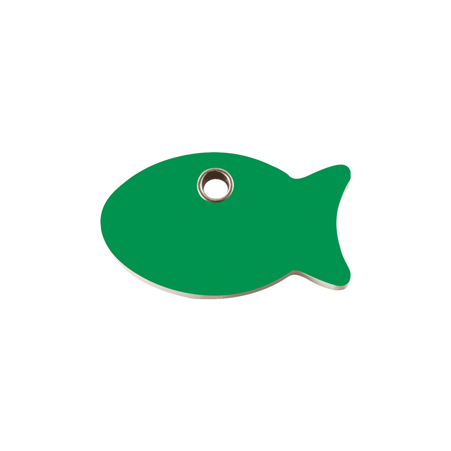 Vue avant - Médaille personnalisée pour chat Red Dingo Plastique plat motif poisson vert - Talla S