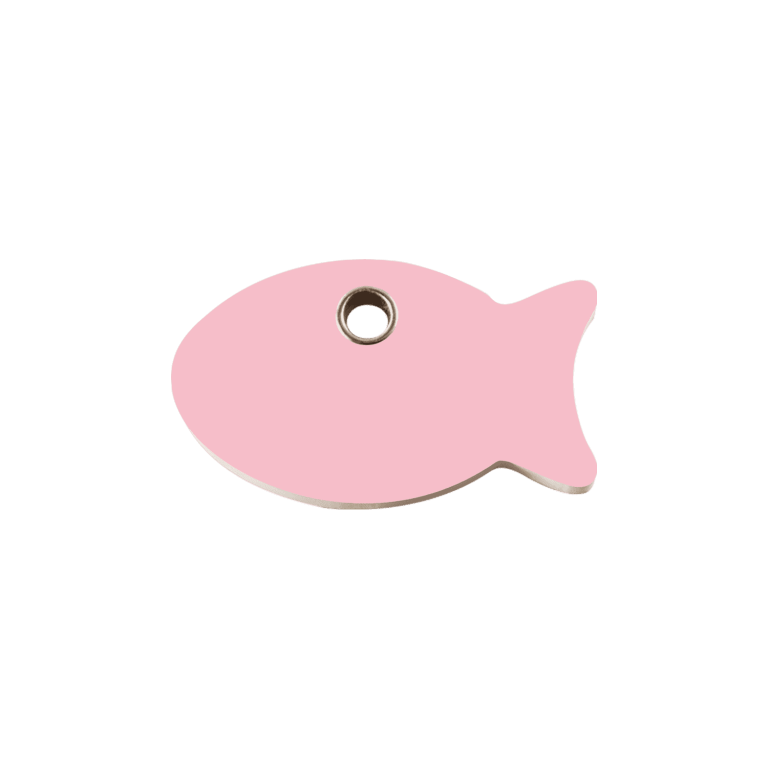 Vue avant - Médaille personnalisée pour chat Red Dingo Plastique Plat Poisson Rose Talla S