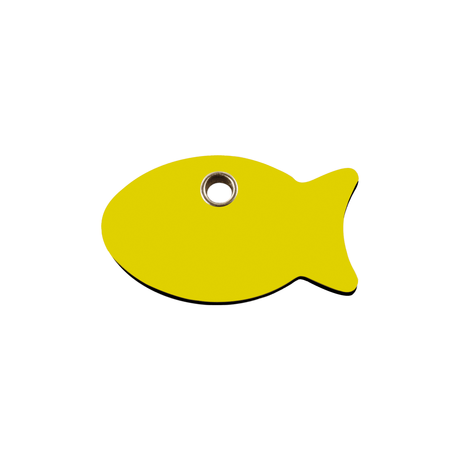 Vue avant - Médaille personnalisée pour chien/chat Red Dingo Plastique plat Poisson Jaune Talla S