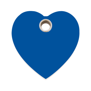 Placa para perro grande en forma de corazón azul oscuro plástico plano