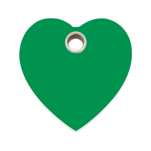 Placa para perro grande en forma de corazón verde plástico plano