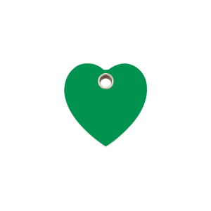 Placa corazón verde en plástico plano para gato o perro pequeño talla S