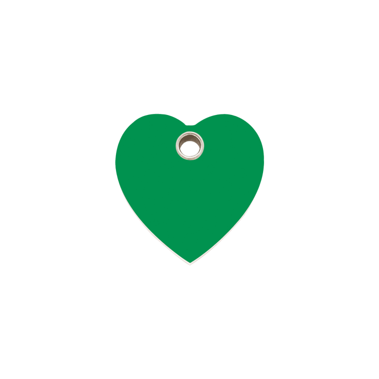 Vue avant - Médaille personnalisée Red Dingo cœur vert S - Gravure incluse