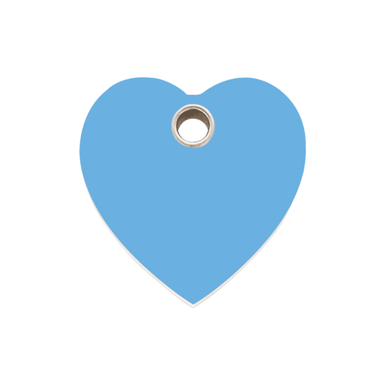 Vue avant - Médaille personnalisée pour chien ou chat - Red Dingo - Cœur bleu clair - Talla M