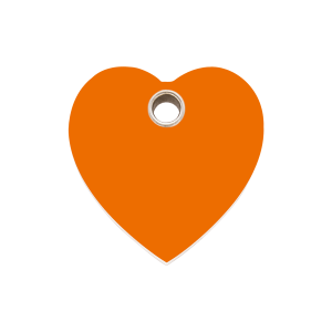 Placa para perro mediana en forma de corazón naranja plástico plano