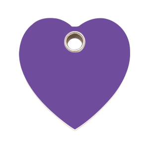 Placa para perro grande en forma de corazón violeta plástico plano