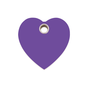 Placa para perro corazón violeta plástico plano M