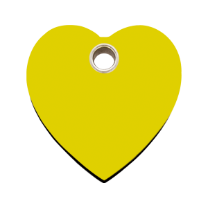 Placa para perro grande en forma de corazón amarillo plástico plano