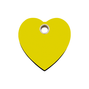 Placa para perro corazón amarillo plástico plano M