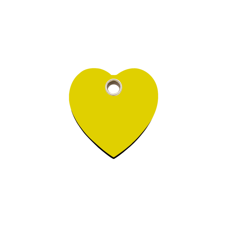 Vue avant - Médaille personnalisable pour chat ou petit chien - Red Dingo - Cœur jaune - Talla S