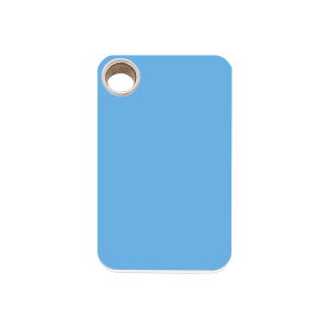 Placa para perro rectangular de plástico plano azul claro tamaño M