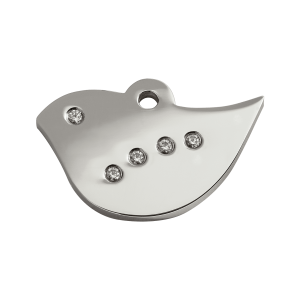 Placa para perro mediana con diseño de pájaro y cristales Swarovski