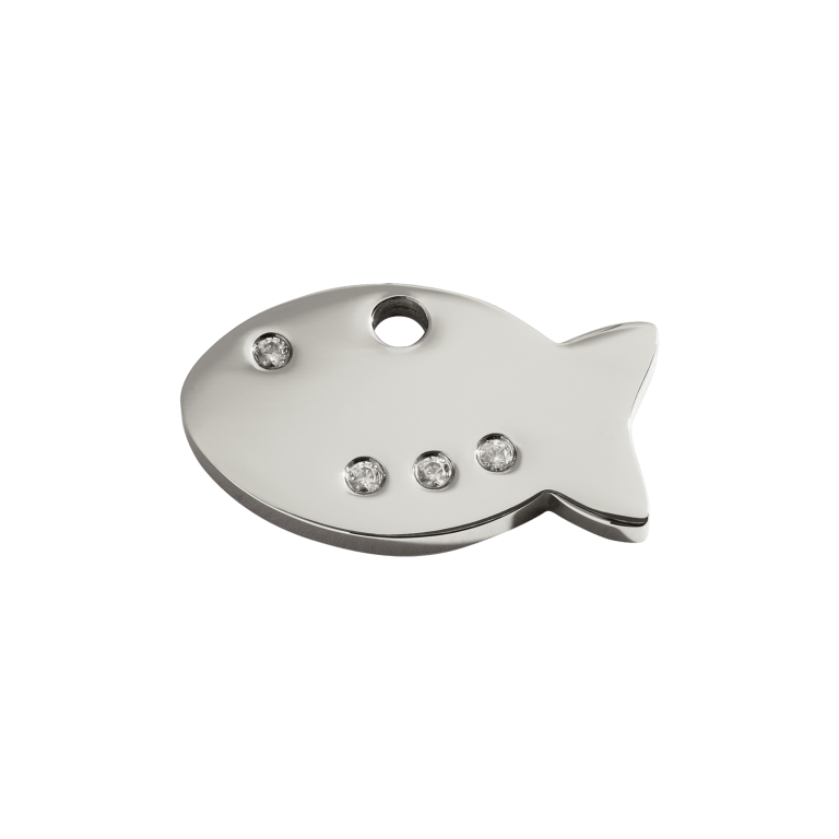 Vue avant - Médaille personnalisée Red Dingo Swarovski Poisson S - Gravure incluse