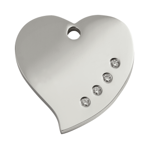 Placa para perro grande corazón con cristales Swarovski