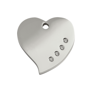 Placa para perro mediana con corazón y cristales Swarovski