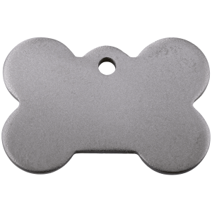 Placa para perro grande en titanio plano con diseño de hueso